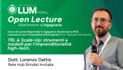 Open Lecture su TRL e Scale-Up per l’imprenditorialità digitale alla LUM